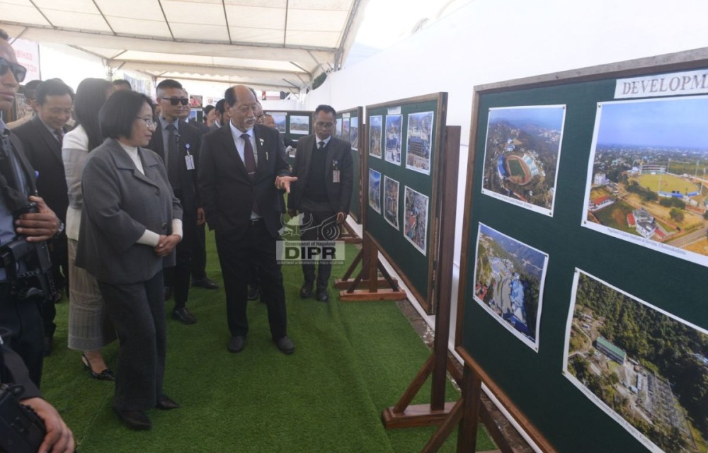 Chief Minister, Neiphiu Rio along with officials inspecting Photo Exhibition set up by DIPR during the 62nd Statehood celebration held at Nagaland Civil Secretariat, Kohima on December 1. (DIPR Photo)